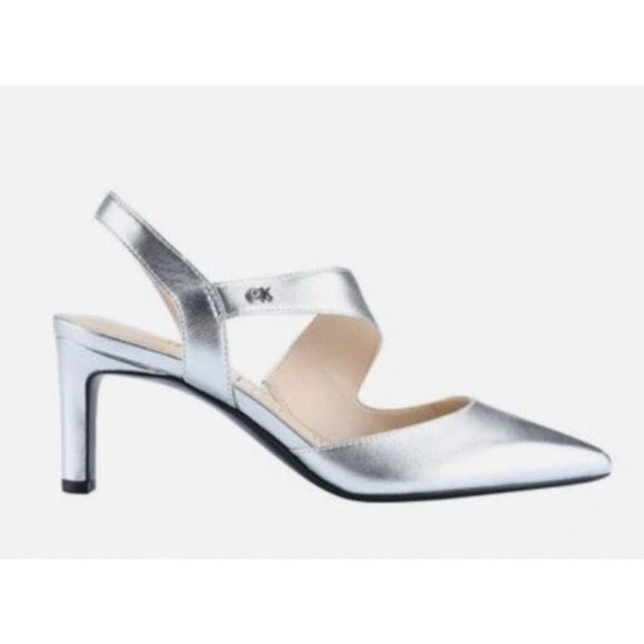 Calvin Klein Larin Pumps in Silver Leather - Picture 2 of 9